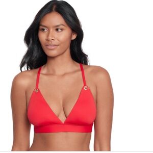 Lauren Ralph Lauren Women's Toggle V-Neck Bikini Top - Red NWT